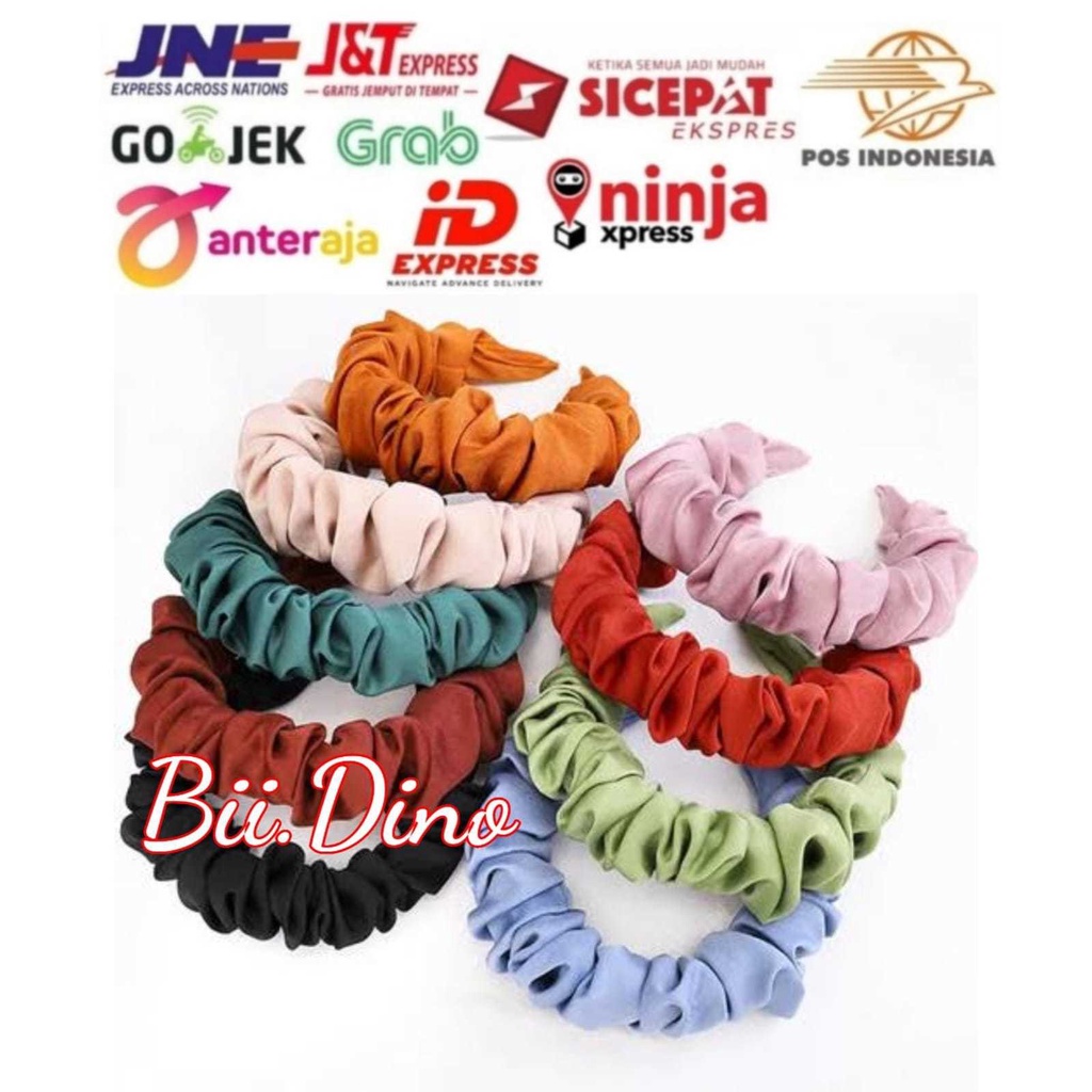 Bando Kerut Scrunchie Kain Serut Headband Bandana