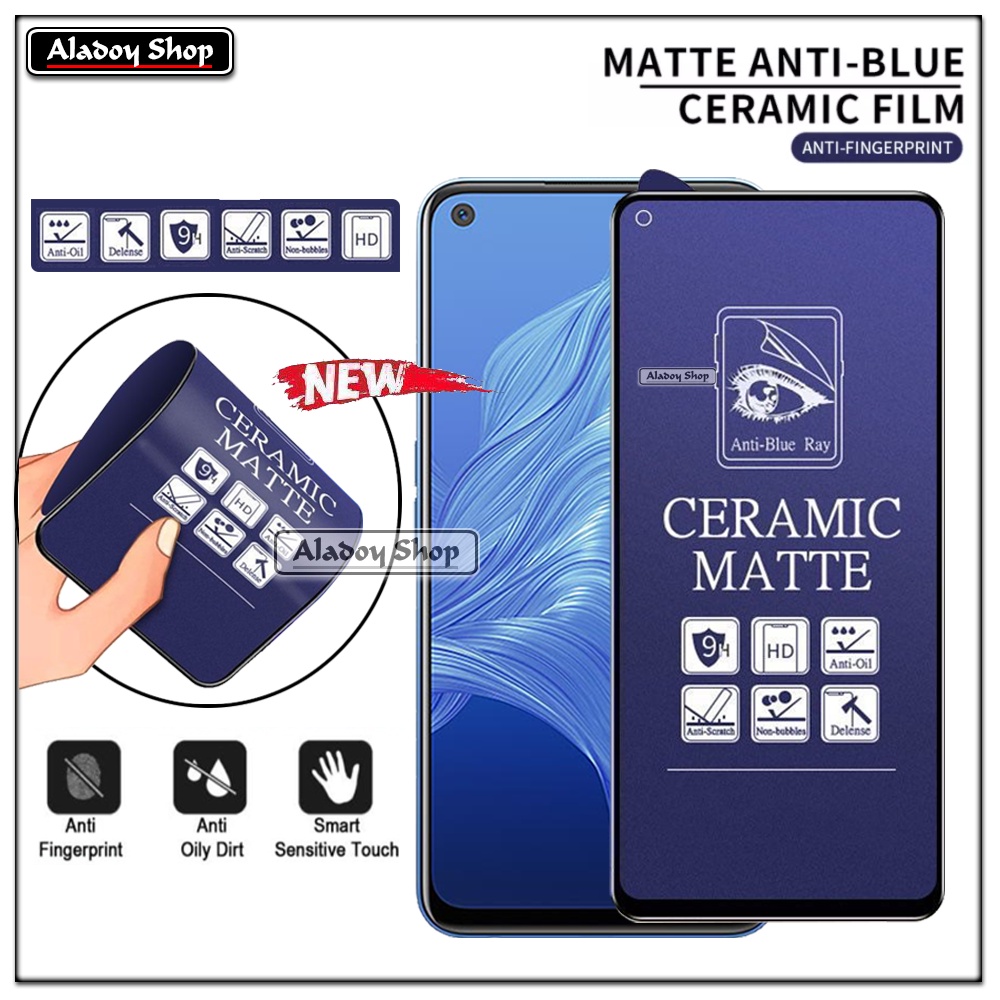 PAKET 3IN1 Anti Gores Blue Matte Anti Glare Realme 7 + Tempered Glass Camera dan Skin Carbon