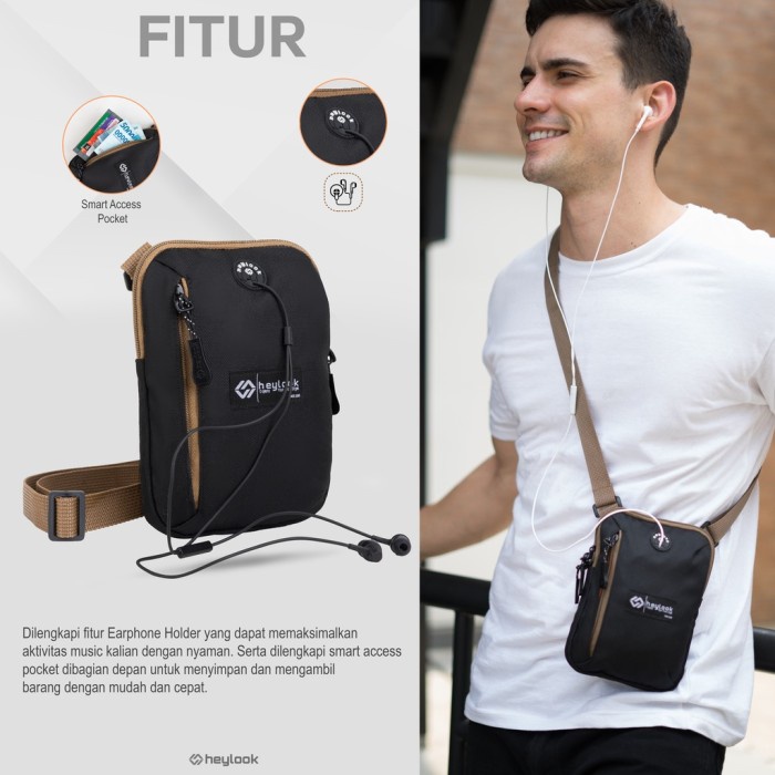 Pengiriman Cepat Sling Phone Mini Bag Pria Distro Tas Slempang Cowok Keren Kekinian