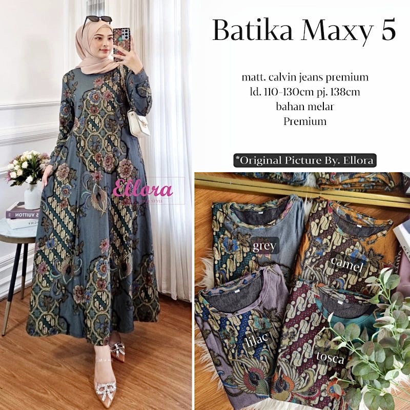 Batika Maxy 5- Gamis Calvin Jeans Terbaru LD100 &amp; LD110 / 022-7143 / 023-6905