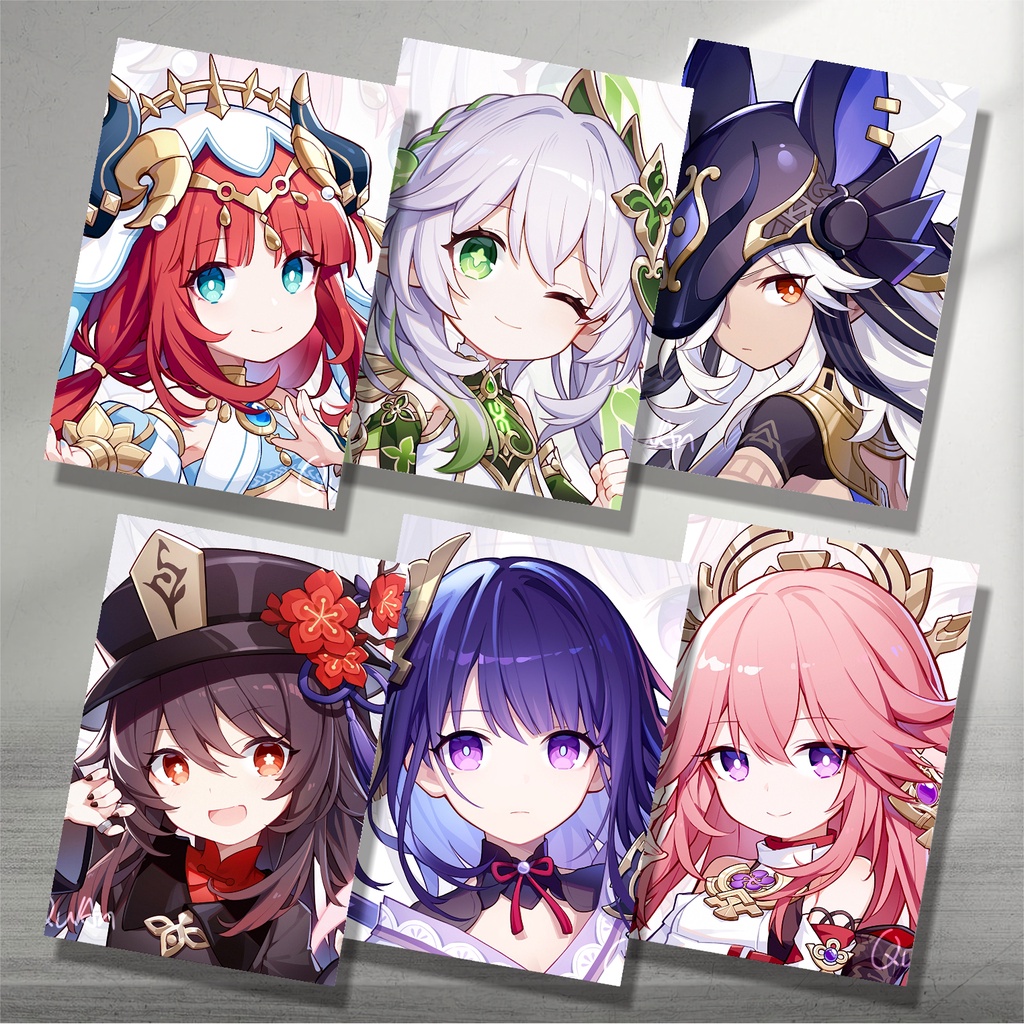 Koleksi Poster A5 Anime Game Genshin Impact B - Ayaka Ganyu Eula HuTao Kazuha Keqing Klee Shenhe Shinobu Raiden Shogun Xiao Yae Miko Yelan Zhongli