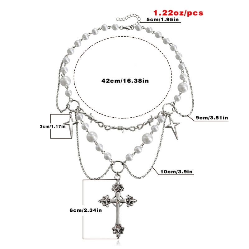 Sa Gothic Salib Rosario Salib Kalung Handmade Mutiara Manik-Manik Kalung Punk Berlapis Kalung Fashion Perhiasan Hadiah Untuk Wanita Gadis