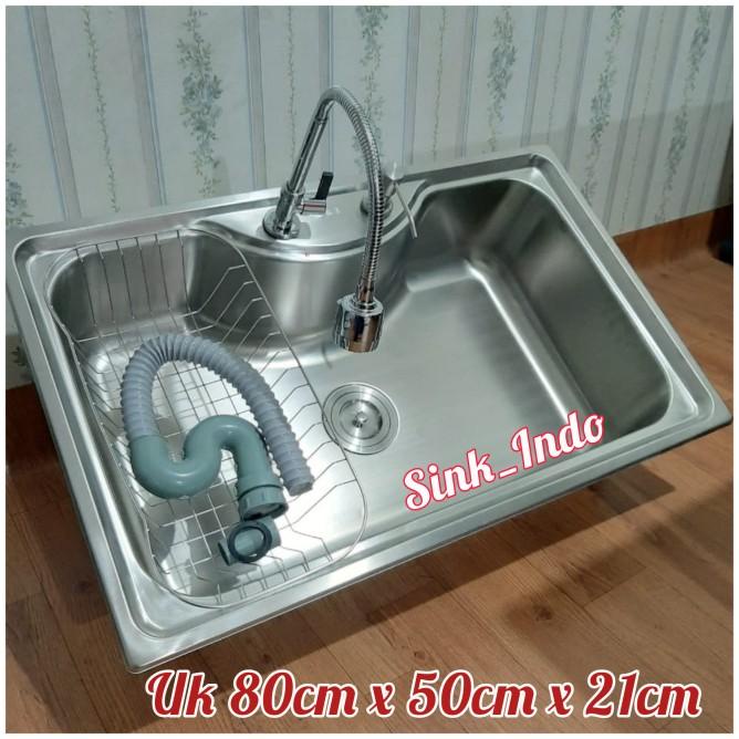 Bak Cuci Piring Stainless 1 Lubang Kitchen Sink Westafel Cuci 80Cm
