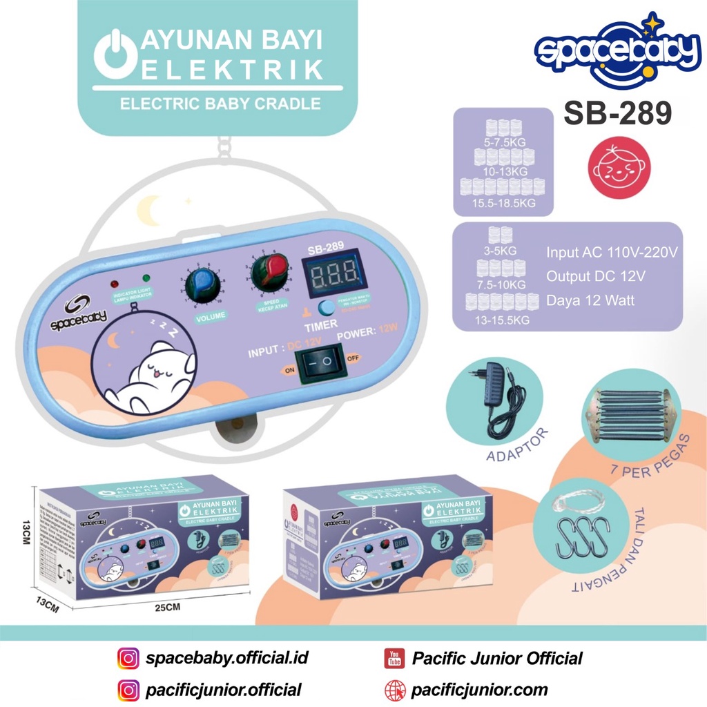 Jual Mesin Ayunan Bayi Elektrik Spacebaby SB 289 / Electric Baby Cradle ...