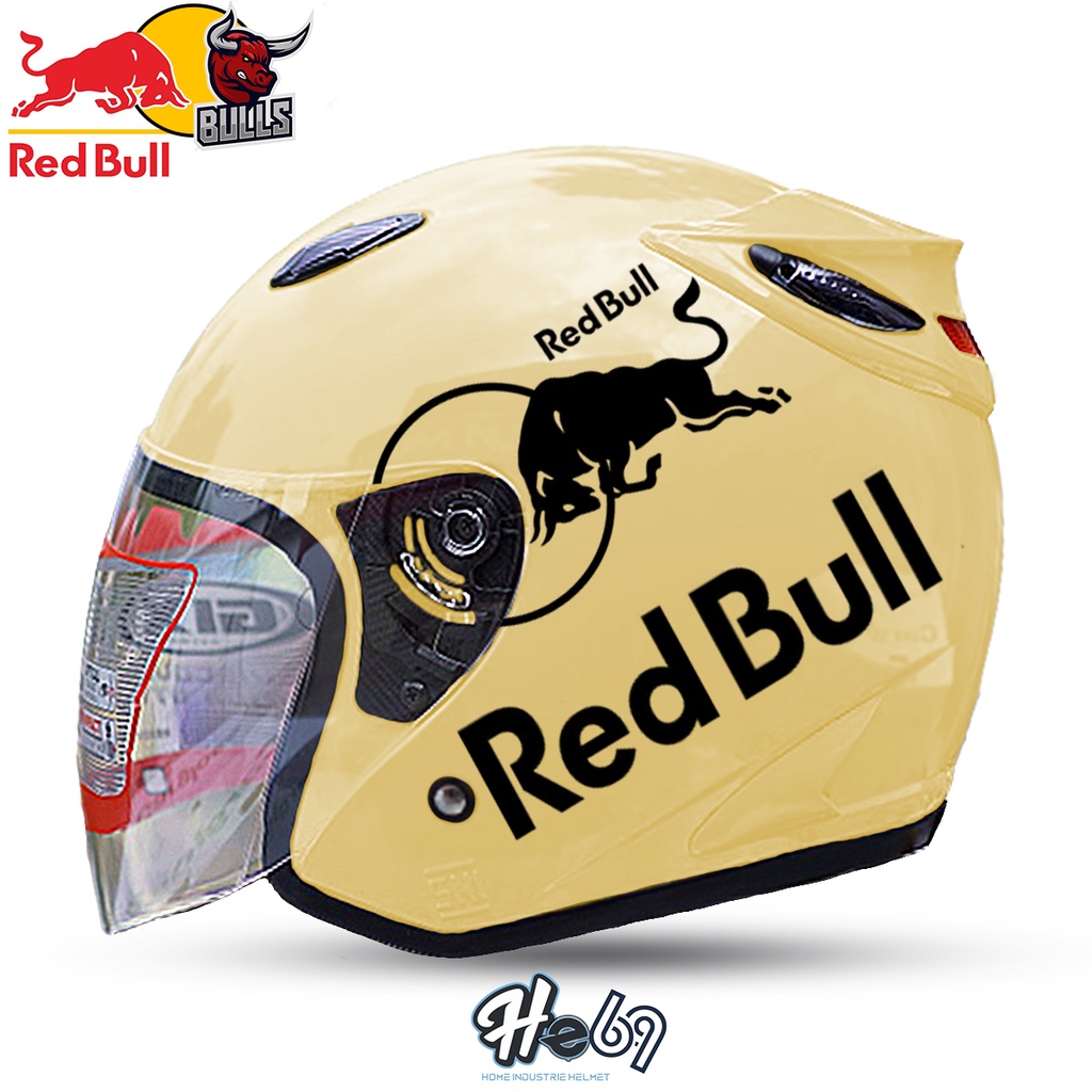 Helm Half Face INK CENTRO KW SNI / RED BULL PUTIH Untuk Pria Dan Wanita Dewasa COD