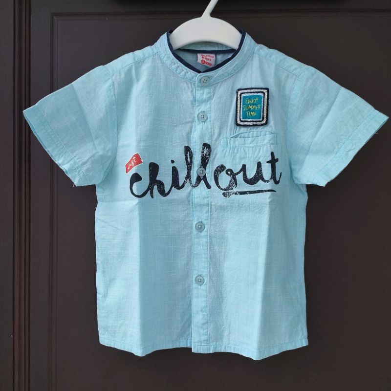 (preloved *read note*) JSP Kids Boy Anak Laki 5Y - Kemeja Lengan Pendek Biru Muda Light Blue