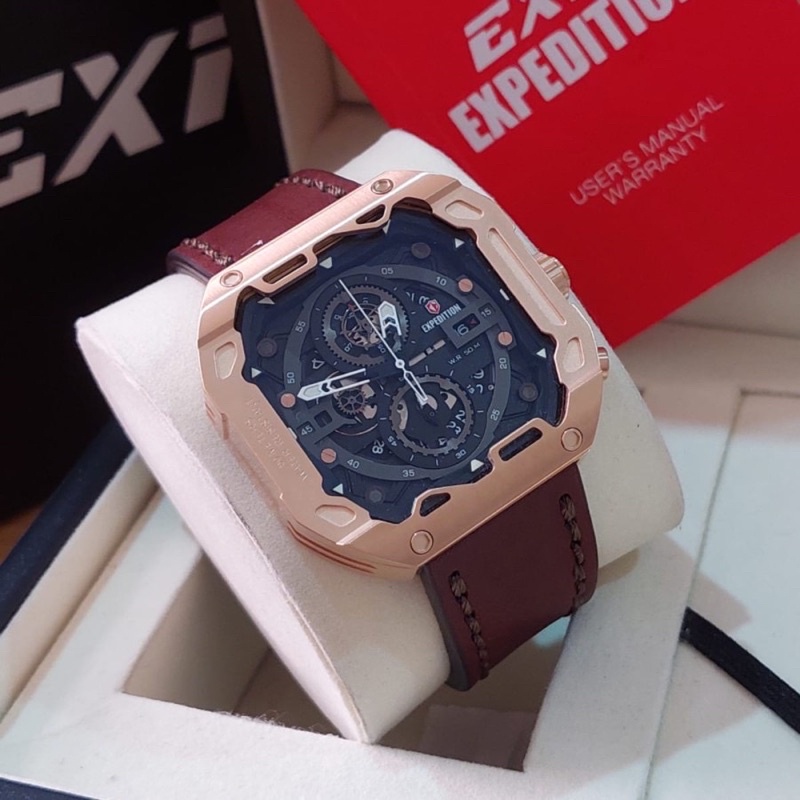 Jam tangan Expedition EXP 6826 chrono tali kulit