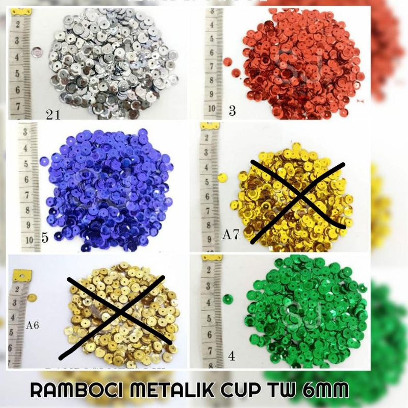 

ramboci piring payet manik metalik 6mm