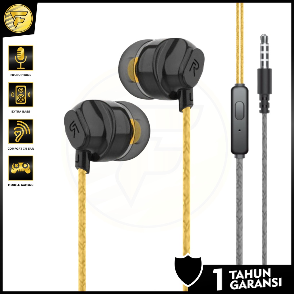 Earphone Buds 2plus Xtra BASS Stereo music telfon Sport gaming daily headset with mic