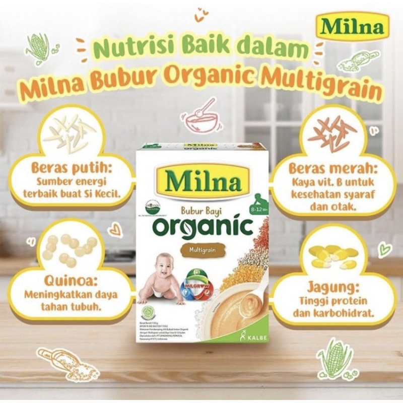 Milna bubur bayi organic 120 gram ( bubur bayi organik 6 bulan keatas )