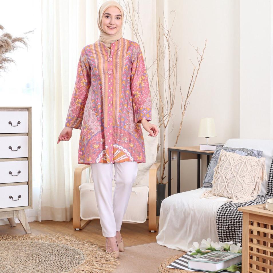 Harga Bersahabat Baju tunik batik wanita kekinian 2022-batik tunik kerja 2022-batik atasan terbaru 2