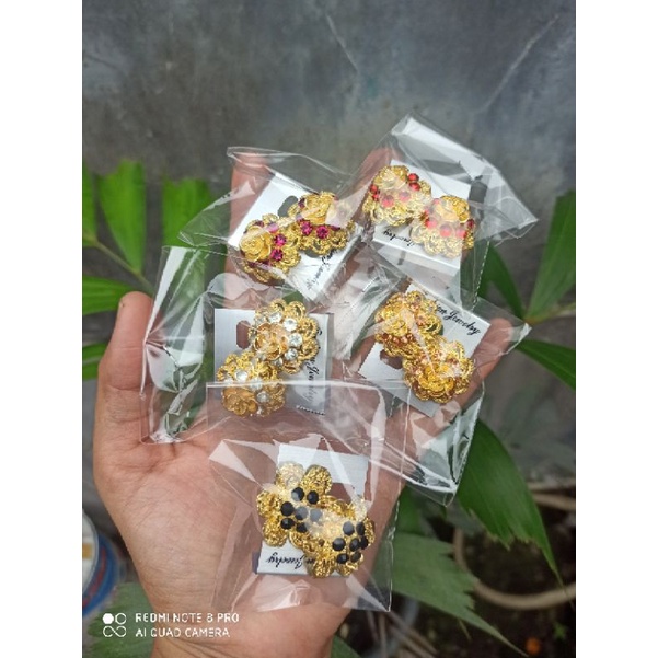 anting tusuk alpaka giwang Bali alpaka motif bunga mawar