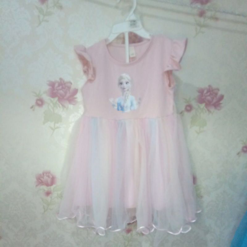 Preloved Dress anak frozen elsa pink