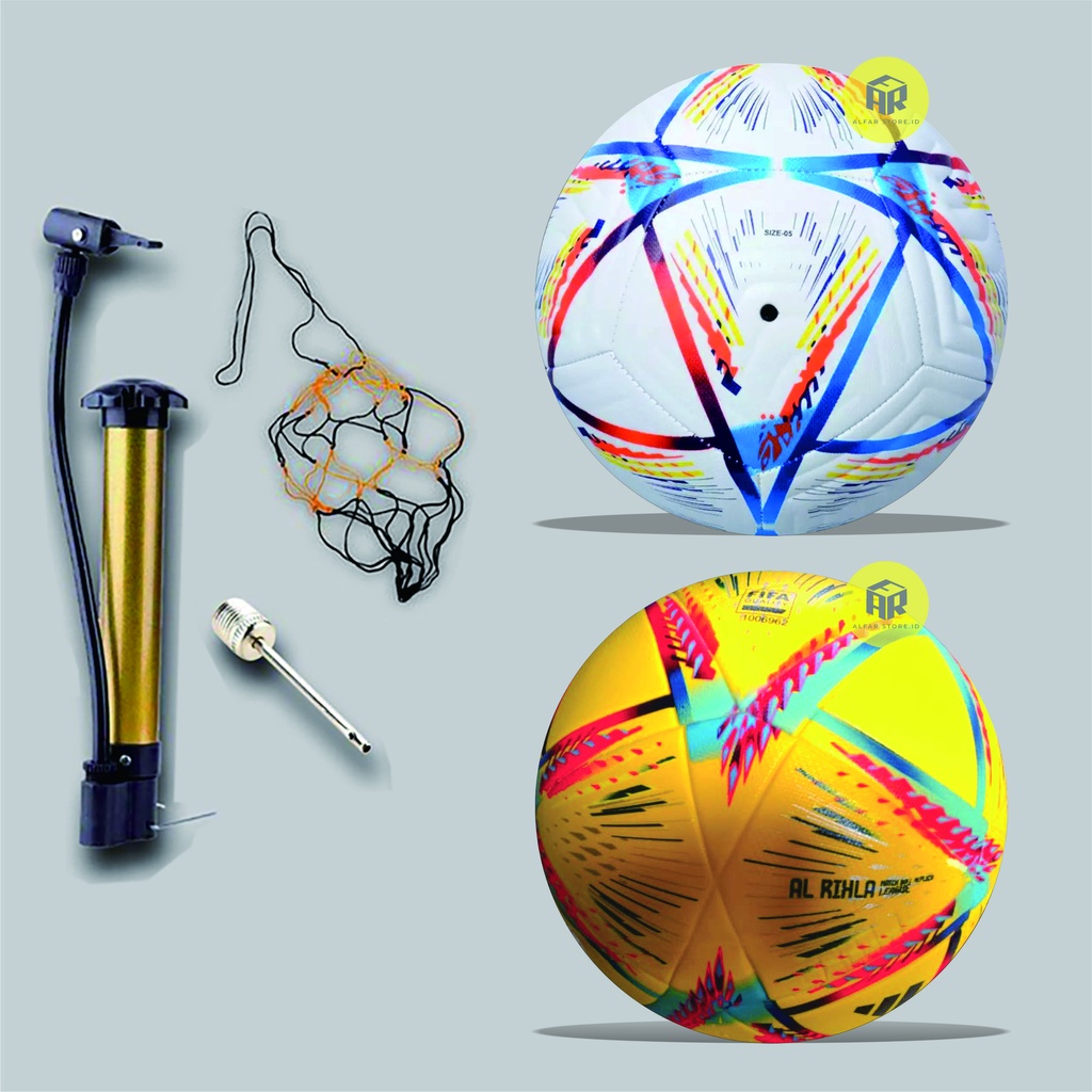 Bola sepak IMPORT Piala Dunia Qatar 2022 Football lapang besar IMPORT Gratis pentil & jaring