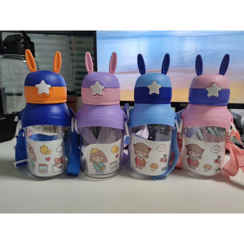 Botol minum anak tutup tanduk kelinci free stiker 2D