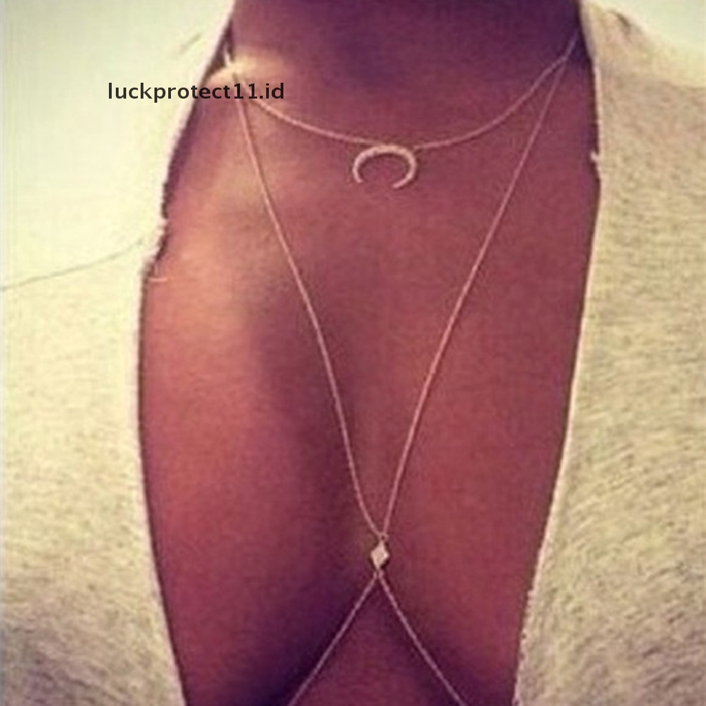 /Fashion Hot// Fashion// Sexy Ladies Belly Waist Cross Body Harness Rantai Kalung Bikini Body Perhiasan.
