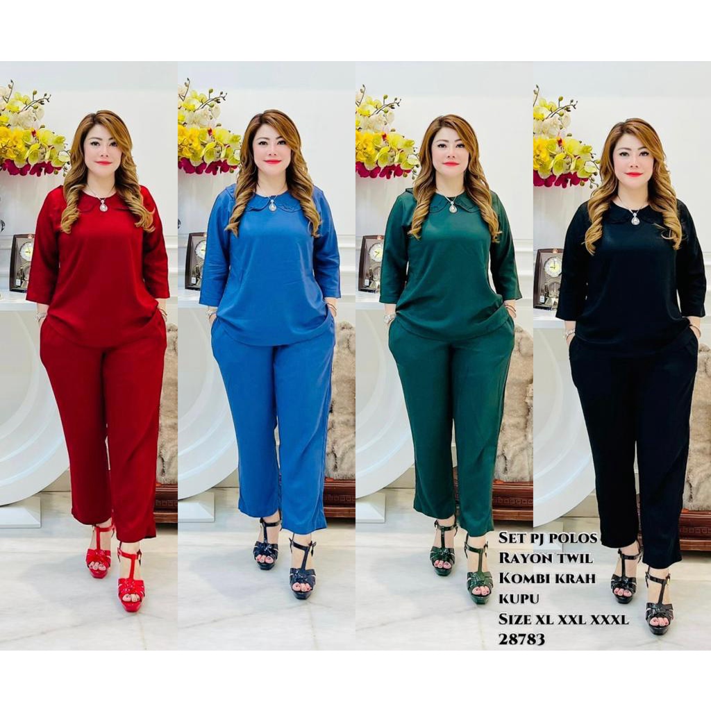28783 Setelan wanita rayon twill panjang polos | set baju wanita dewasa panjang | stelan wanita baju