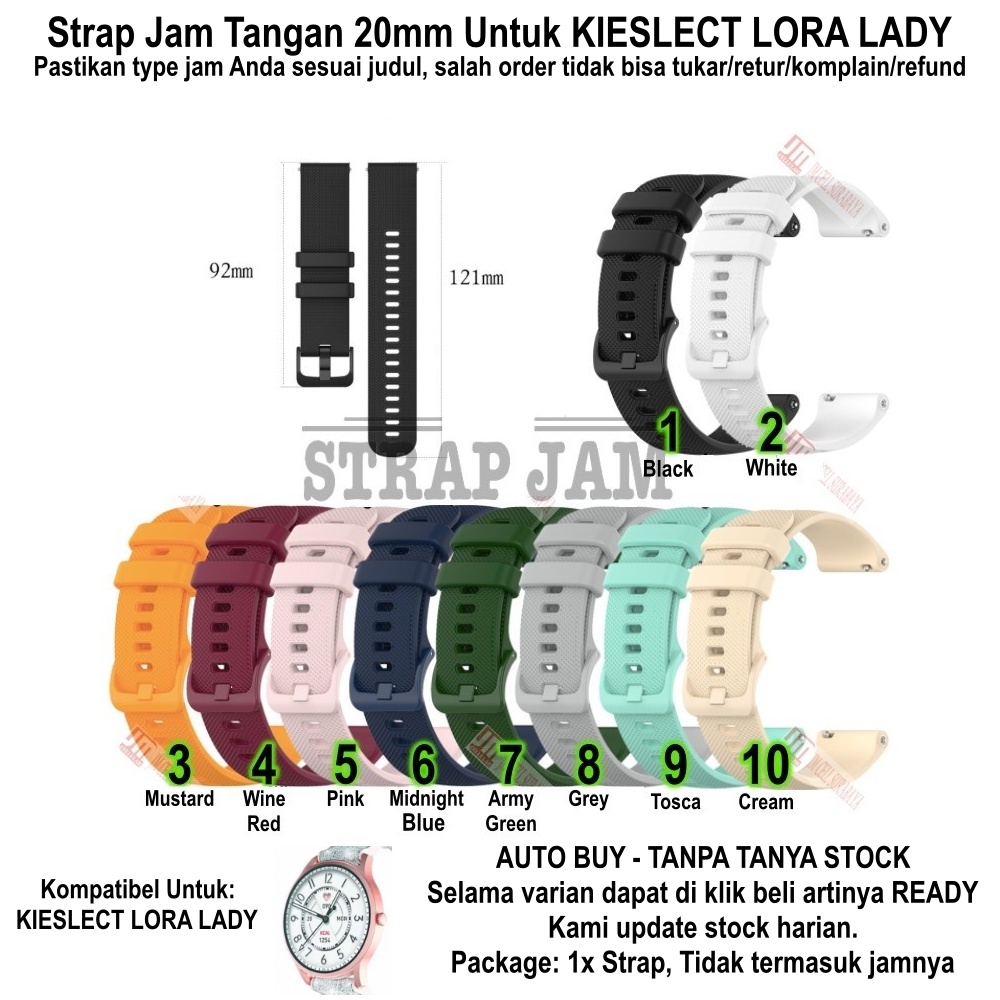 Tali Jam Tangan Kieslect Lora Lady 20mm OYE - Strap Rubber Silikon Lentur Nyaman