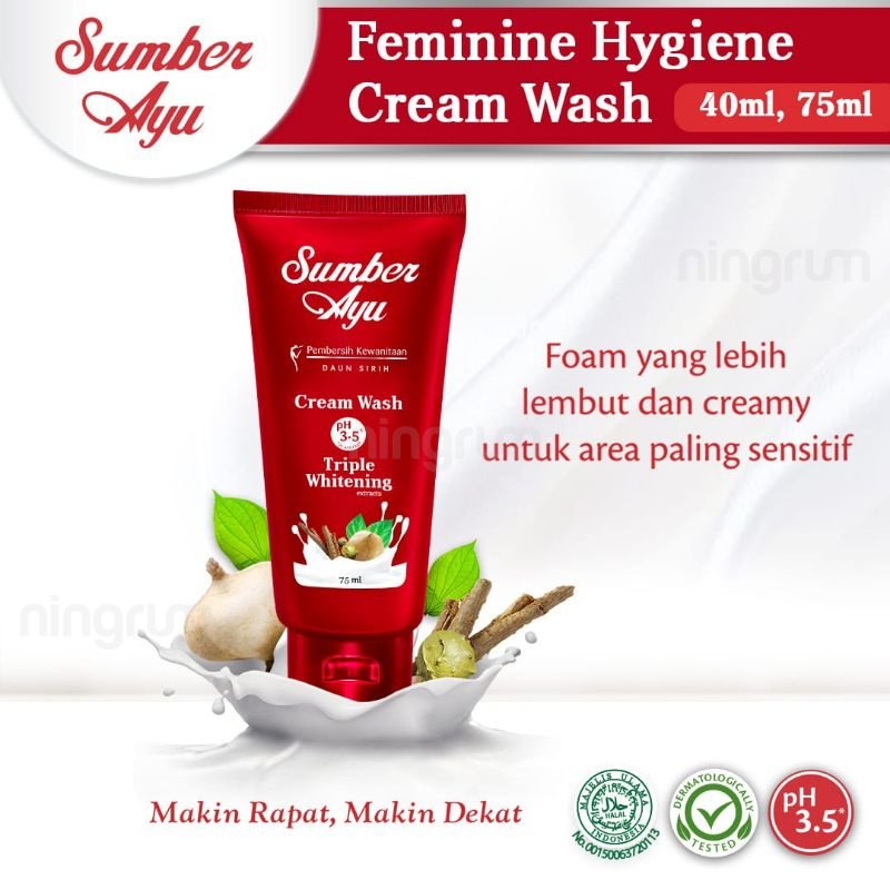 Ningrum - Sumber Ayu Fhw Cream Whitening Extract 40ml &amp; 75ml | Pembersih Kewanitaan Wangi Feminine Hygiene Cream Wash Original BPOM - 7404