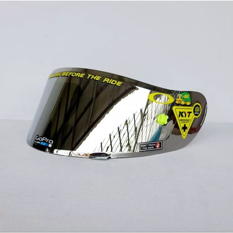 Kaca helm full face flat visor iridium silver gold buat helm  kyt rc-7/kyt r10/k2r/mds viktory