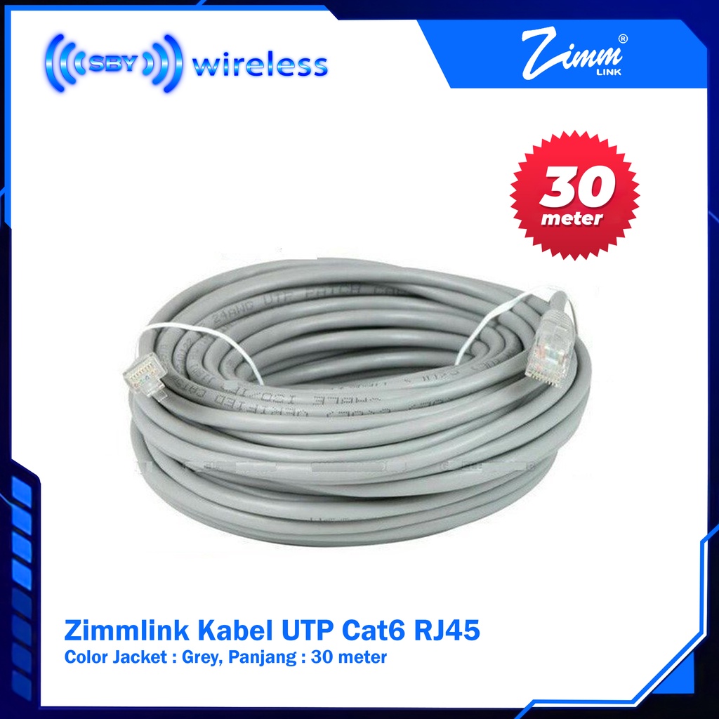 SIAP PAKAI Kabel UTP Cat6 Murah - Panjang 30 Meter Plus RJ45 nya Dikedua Ujungnya