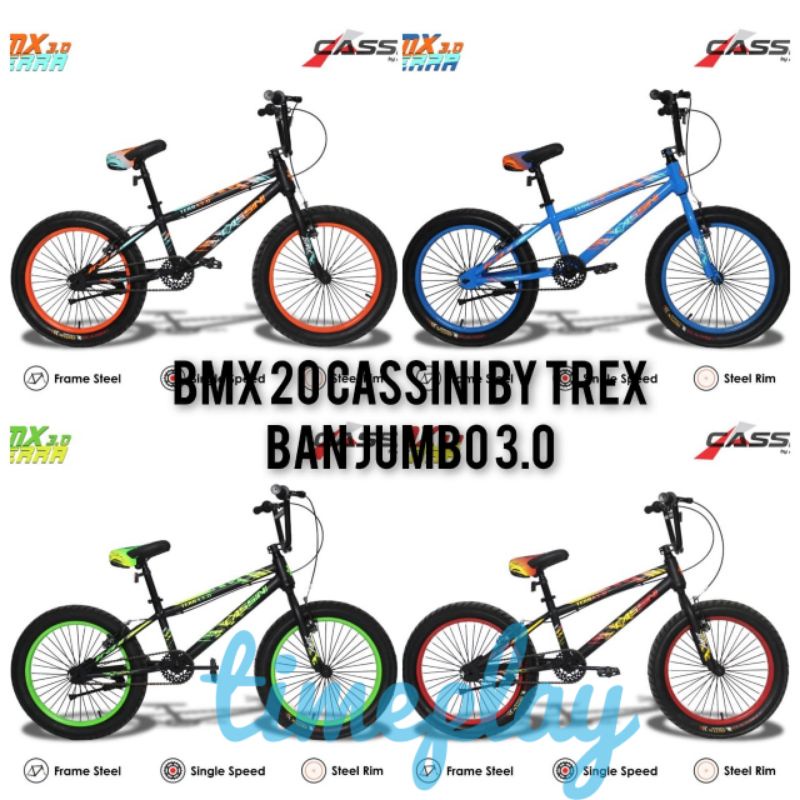 Cassini Sepeda Bmx ukuran 20 Inch Ban Jumbo 3.0