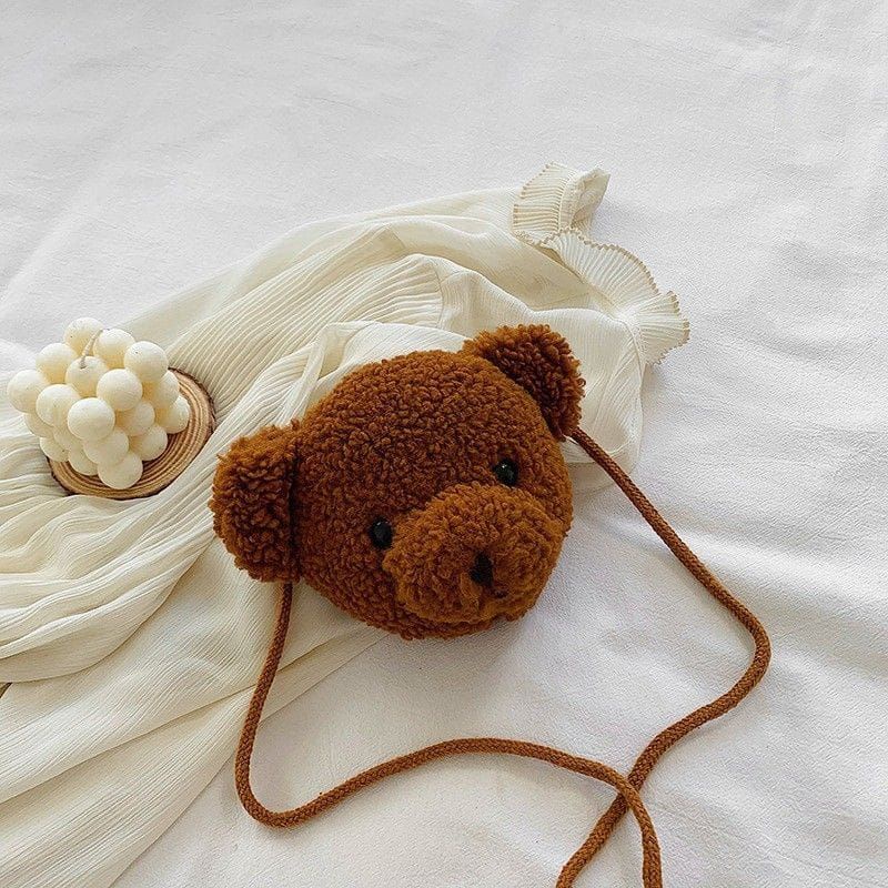 Tas Selempang Kepala Tedy Bear / Tas Bahu Mini / Tas Selempang Boneka Bulu