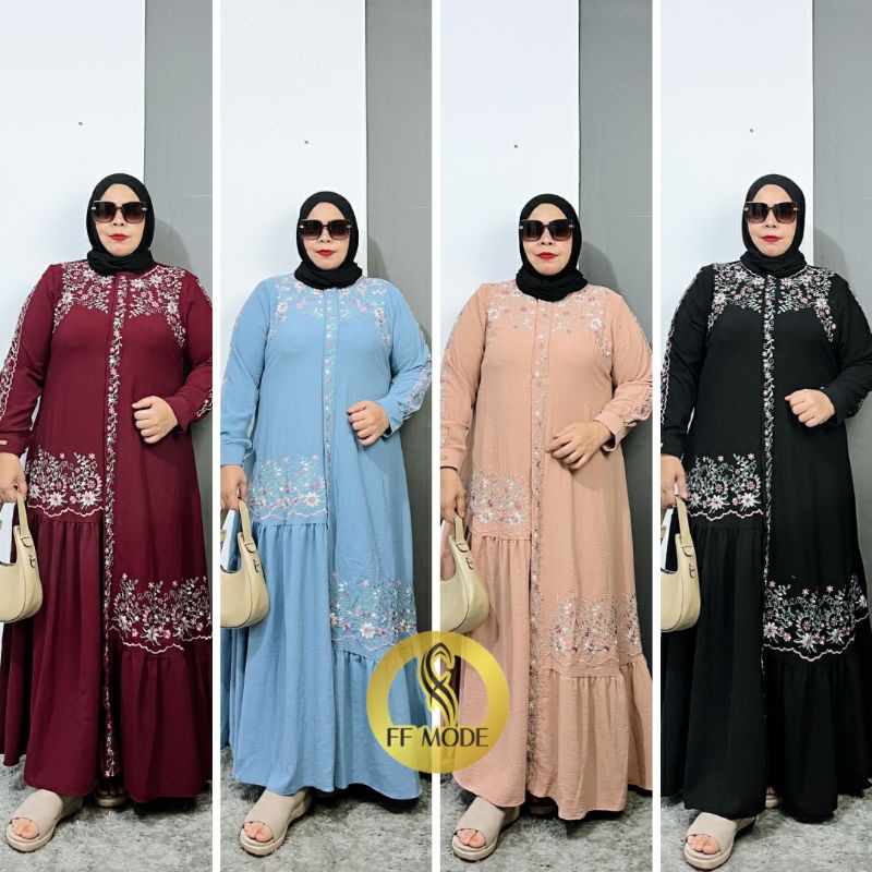 Gamis Jumbo//Gamis ibu//Gamis Bunga//Gamis Crinkle