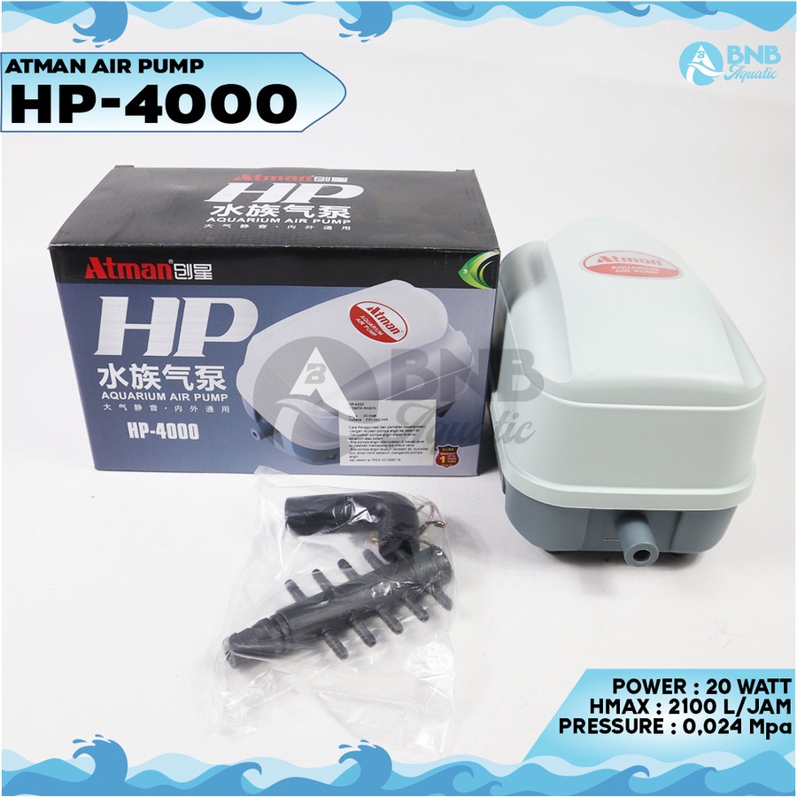 ATMAN HP - 4000 AIR PUMP POMPA UDARA AERATOR KOLAM HIDROPONIK HP-4000