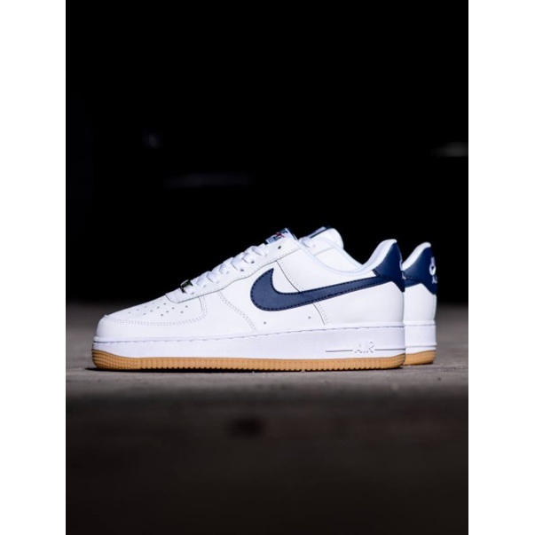 Sepatu Nk Air Force 1 Low White Navy Sol Gum Original