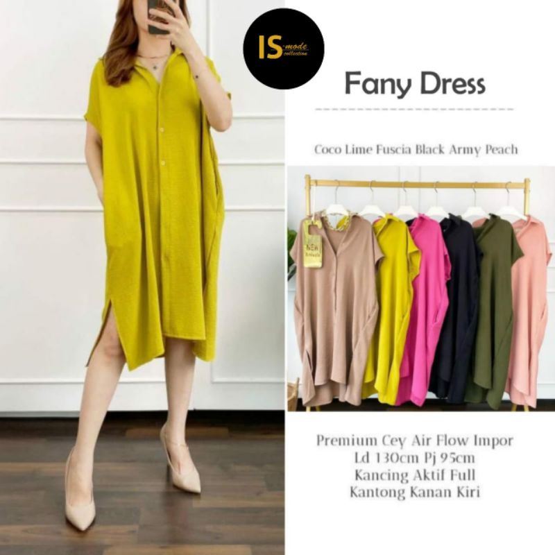 Fany dress pendek cey airflow jumbo ld 130 xxxl /tunik