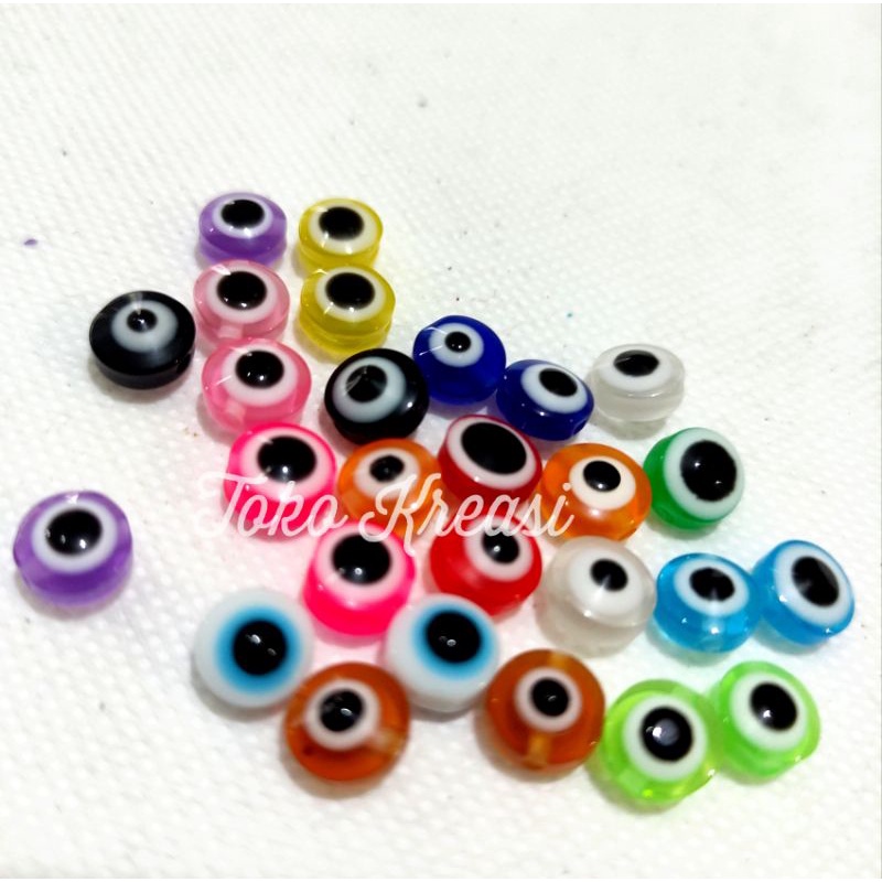 (Per Lusin / 12pcs) Manik / mote mata iblis / devil eye beads bulat untuk cincin - gelang - kalung