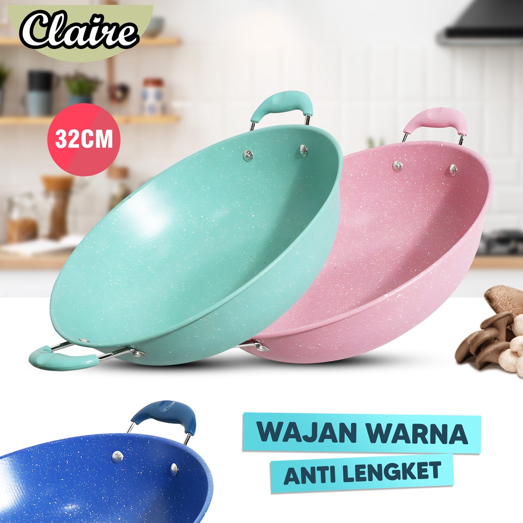 Wajan Warna Wajan Marbel Warna Anti Lengket 32 cm