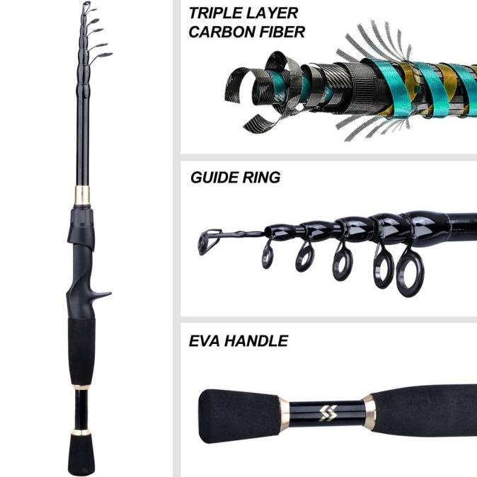 Yudo Telescopic Joran Pancing Set Carbon Fiber Fishing Pole Reel