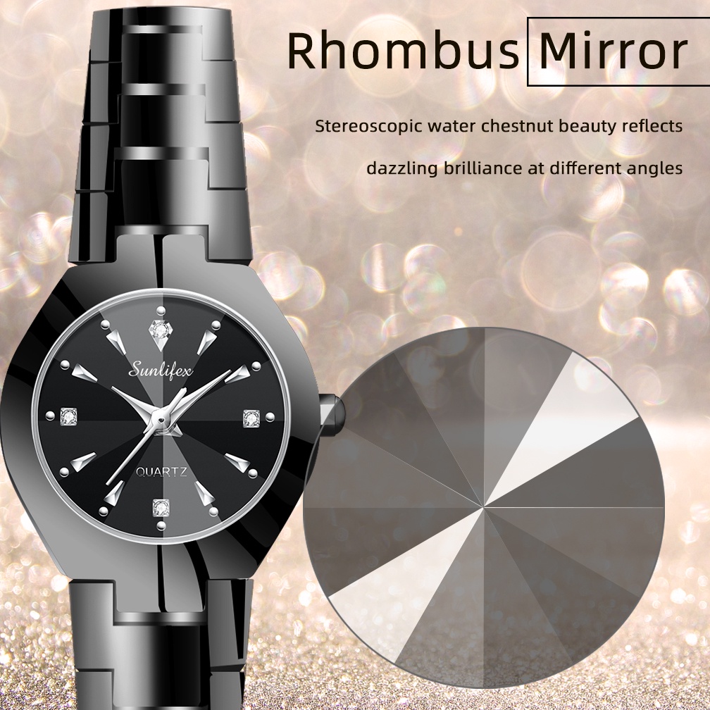 Sunlifex 9090 Jam Tangan Wanita Original Berlian Anti Air Kuarsa Bisnis Santai Wanita Jam Tangan Cewek (Kotak Gratis)-4