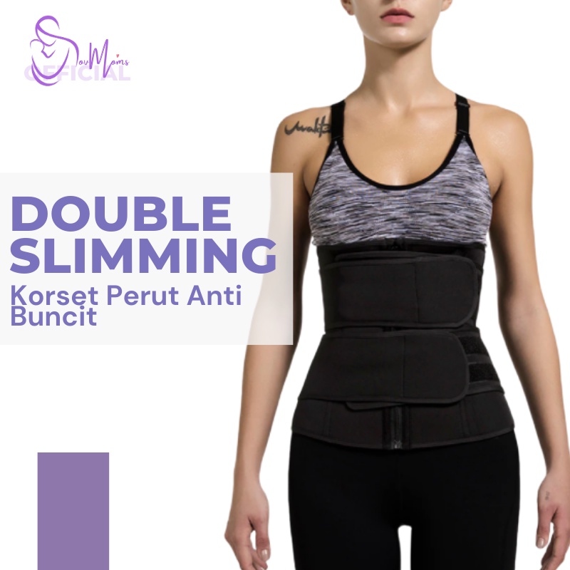 Korset Pelangsing DOUBLE STRAP Sabuk Perut Buncit Pelangsing Pembakar Lemak Corset Pelangsing Pengecil Perut Buncit Pria Wanita Perekat Waist Corset Jumbo Korset Stagen Pengecil Perut Perekat Waist Support Sweat Fat Burner Pria Wanita