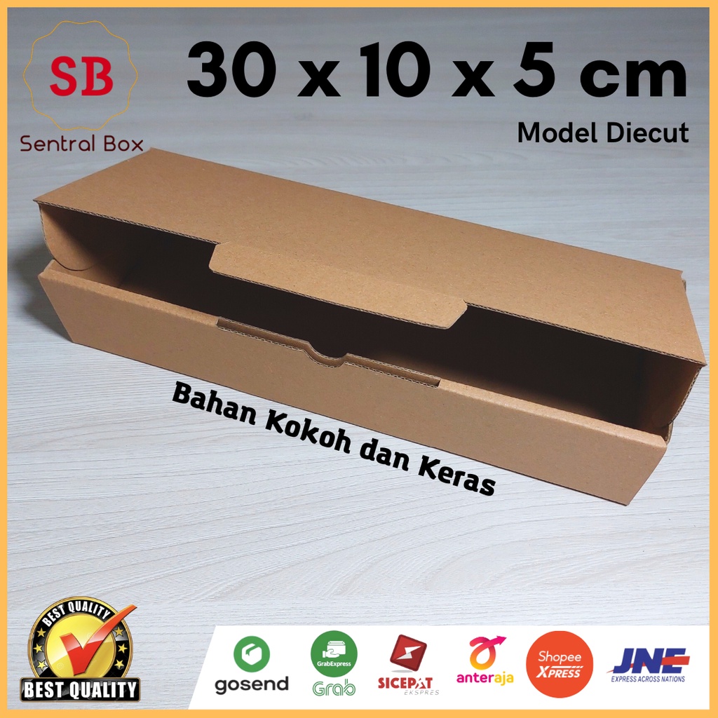 

( Min.order 5 pcs ) Kardus 30 x 10 x 5 cm... Die Cut ( untuk pembelian di atas 10 pcs harga lebih murah )