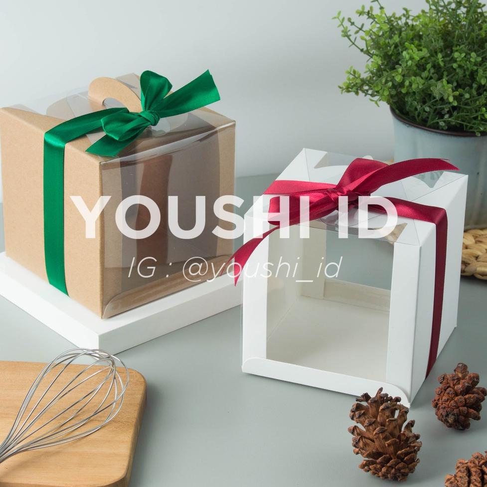 

(I-Q9Q-㊛) (5pcs)Dus Kue/Kotak Kue/Carry Box/Giftbox Kue/Dus Chiffon Mini Mika Transparan 12x12x12cm bisa cod