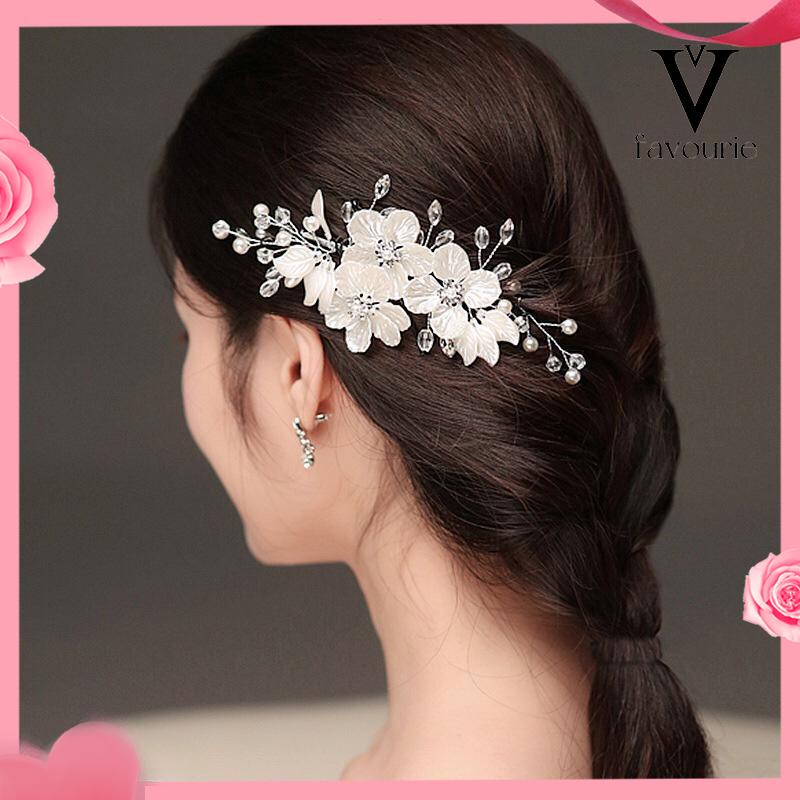CODKlip Samping Wanita Kartu Rambut Kristal Kartu Rambut Mutiara Aksesoris Rambut Aksesori Pernikahan Hiasan Kepala-FA