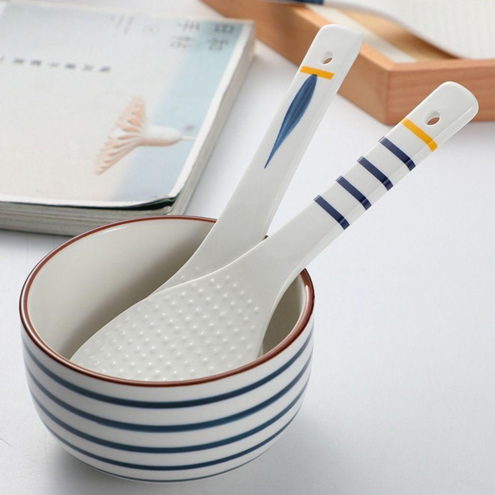 [Elegan] Rice Paddle Cooking Anti Karat Tableware Alat Makan Sendok Saji Keramik