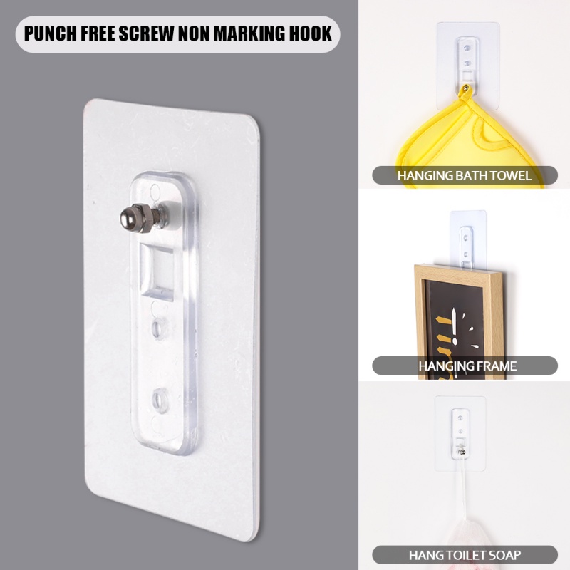 Portable Self-adhesive Hook Kamar Mandi Dinding Ubin Non-Pukul Sekrup Sticky Hooks Mulus Rak Dapur Multifungsi Rak Rumah Tangga