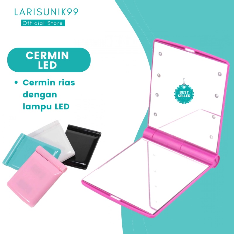 Cermin Rias Alat Make Up Kaca Rias LED 8 butir lampu LED Alat Rias Cermin Lipat