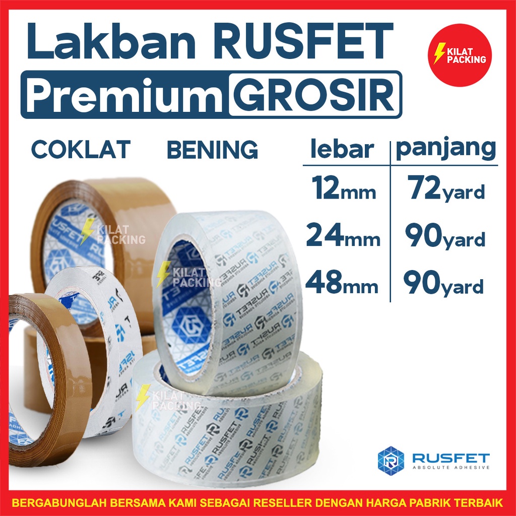 

Lakban RUSFET GROSIR TERMURAH PREMIUM Satuan