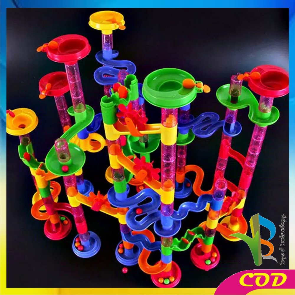 RB-M58 Mainan Marble Run Block 105PCS Mainan Anak DIY Seluncuran Jalur Kelereng / Track Marble Race