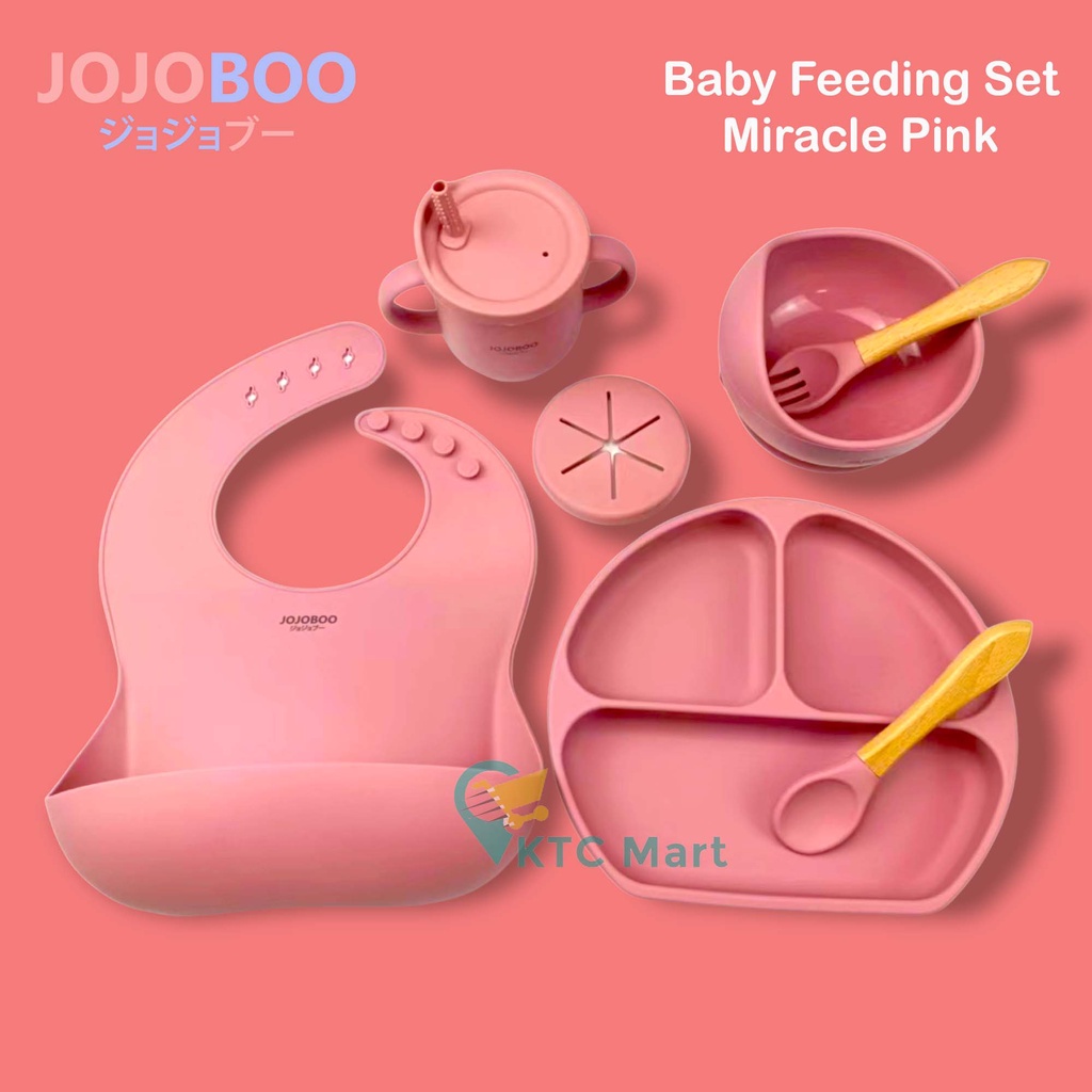 JOJOBOO - 8 in 1 Peralatan Makan Bayi Set Silicon Suction Food Grade Baby Feeding Set Anti Tumpah Anti Slip Alat Makan Bayi Baby Piring Makan Bayi Hampers Baby Kado Bayi