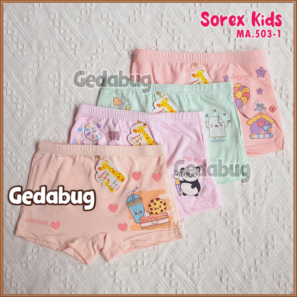 3 Pcs  - CD Boxer Sorex Kids MA 503 Motif Girl Happy Me Boba | Celana dalam anak Super soft | Gedabug