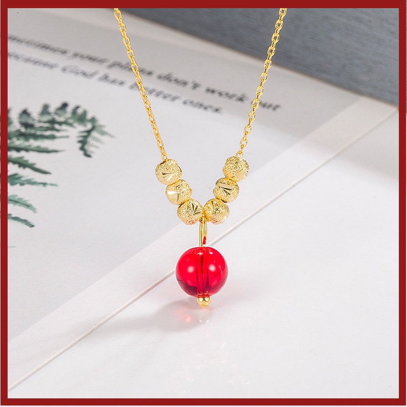 Kalung Emas Lovesickness Red Bean Agate 18K Perempuan U1117