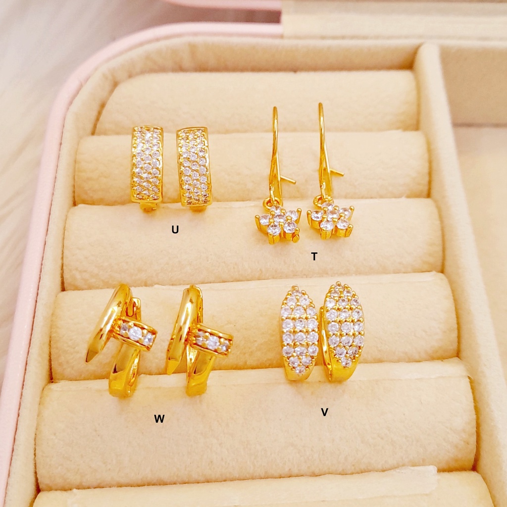 Anting Hoop Yaxiya Bunga Bulat Lapis Emas - BE283