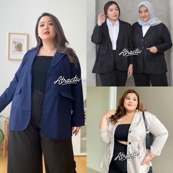 Blazer Hitam Jumbo Wanita XXL XXXL Blazer Formal Jumbo Blazer Kantor