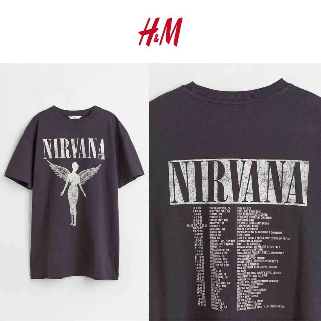 Hnm Oversized T-shirt Nirvana Darkgrey